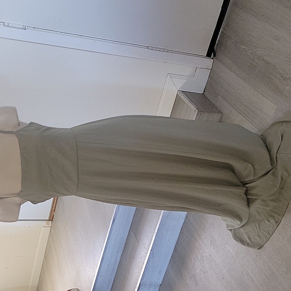 SHOW ME YOUR MUMU Moss Green Lauren Tie Ruched Spaghetti strap Long M Maxi Flare - Picture 7 of 10